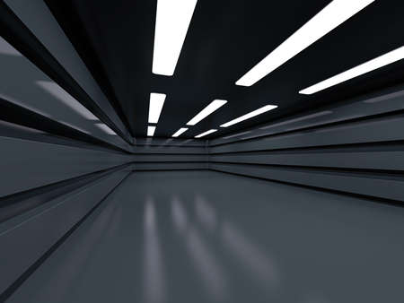 Dark clean interior. Empty open plan interior. 3D renderingの写真素材