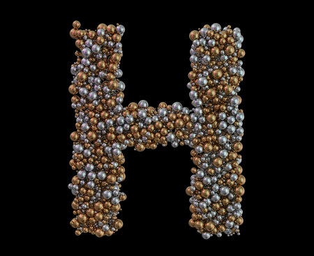 Light gold letter H on the background. 3D renderingの写真素材