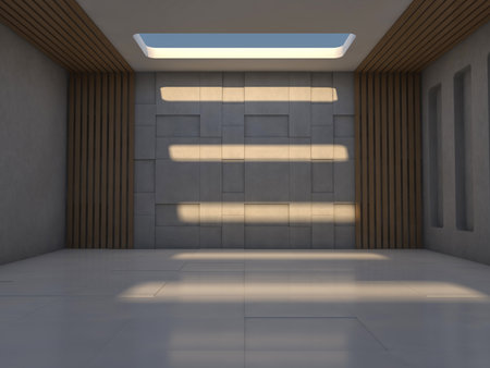 Abstract modern architecture background, empty open space interior. 3D renderingの写真素材