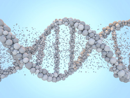 DNA chain. Abstract scientific background. Beautiful illustraion. Biotechnology, biochemistry, genetics and medicine concept. 3D renderingの写真素材