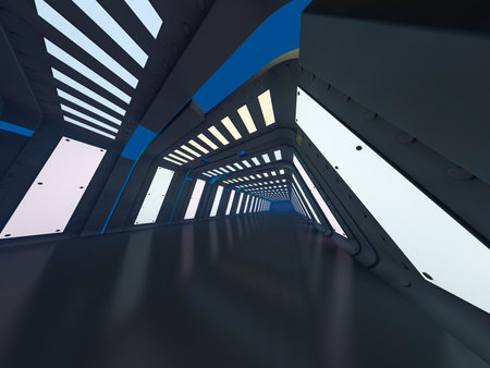 Abstract modern architecture background, empty open space interior. 3D renderingの写真素材