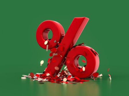 Seasonal sales background with percent discount pattern. Business illustration. 3D renderingの写真素材