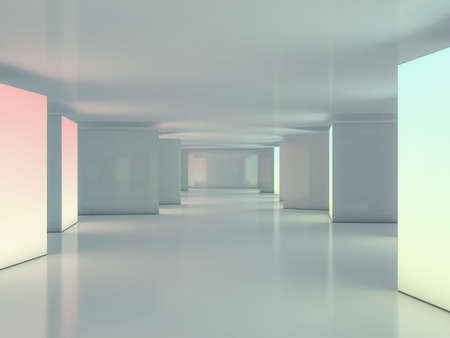 Abstract modern architecture background, empty open space interior. 3D renderingの写真素材