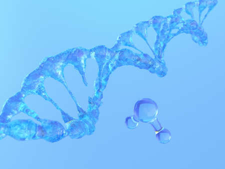Science background with DNA molecules from water. 3D illustrationの写真素材