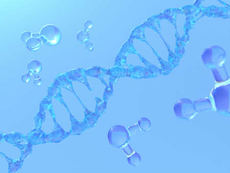 Science background with DNA molecules from water. 3D illustrationの写真素材