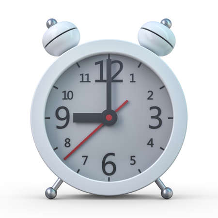 Alarm white clock isolated on white background. 3Dの写真素材