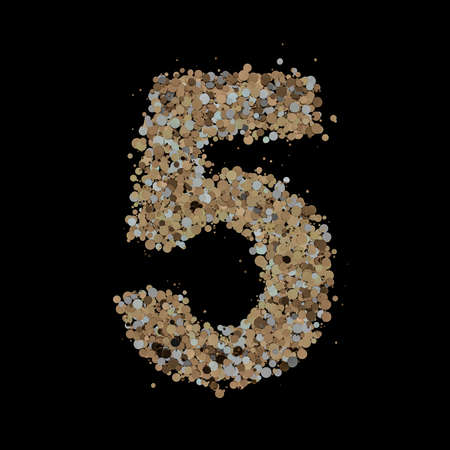 Light gold digit five on the background. 3Dの写真素材