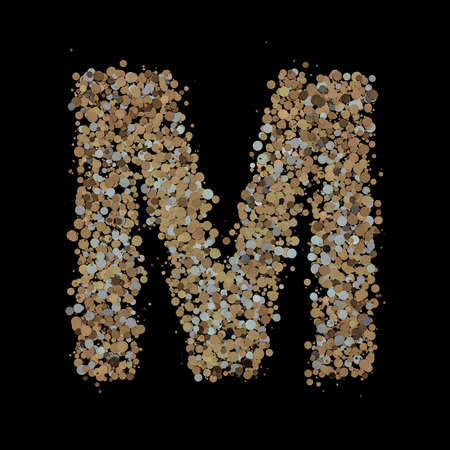 Light gold letter M on the background. 3Dの写真素材