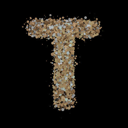 Light gold letter T on the background. 3Dの写真素材