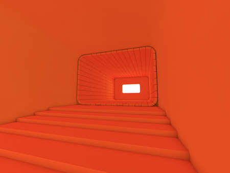 Abstract modern architecture background, open space interior. 3D illustrationの写真素材