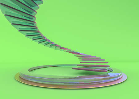 Glass spiral staircase, abstract architecture wallpaper. 3D illustrationの写真素材