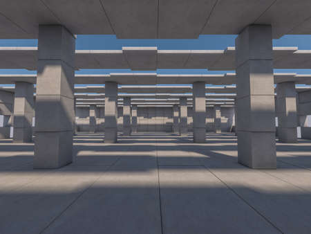 Abstract modern architecture empty background. 3D illustrationの写真素材