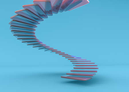 Glass spiral staircase, abstract architecture wallpaper. 3D illustrationの写真素材