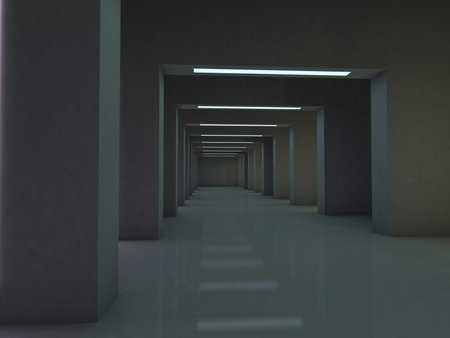 Abstract modern architecture empty background. 3D illustrationの写真素材