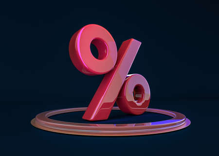 Seasonal sales dark background with percent discount pattern. 3D illustrationの写真素材