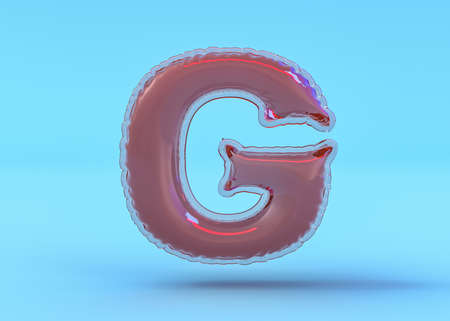 Capital letter G. Uppercase. Transparent balloon font. 3D illustrationの写真素材