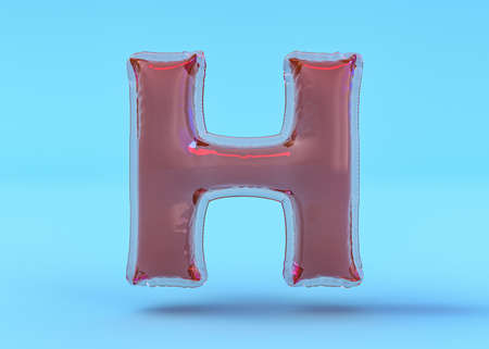Capital letter H. Uppercase. Transparent balloon font. 3D illustrationの写真素材