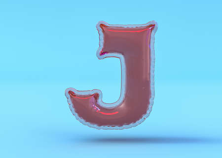 Capital letter J. Uppercase. Transparent balloon font. 3D illustrationの写真素材