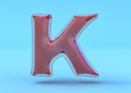 Capital letter K. Uppercase. Transparent balloon font. 3D illustrationの写真素材