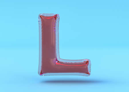 Capital letter L. Uppercase. Transparent balloon font. 3D illustrationの写真素材