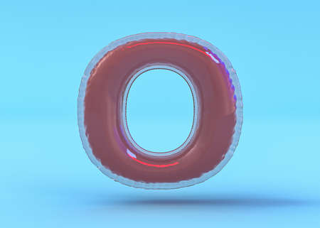 Capital letter O. Uppercase. Transparent balloon font. 3D illustrationの写真素材