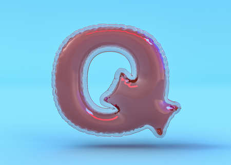 Capital letter Q. Uppercase. Transparent balloon font. 3D illustrationの写真素材