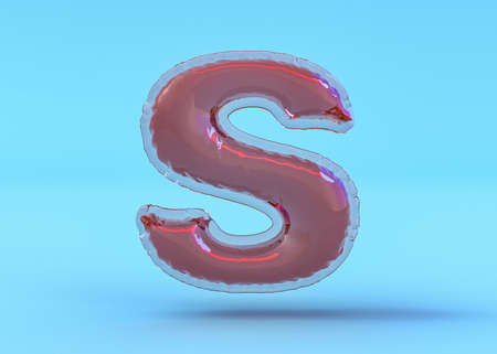 Capital letter S. Uppercase. Transparent balloon font. 3D illustrationの写真素材