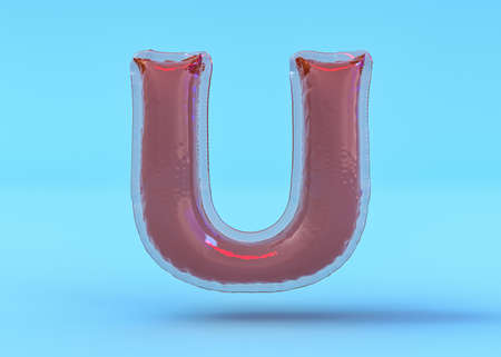 Capital letter U. Uppercase. Transparent balloon font. 3D illustrationの写真素材