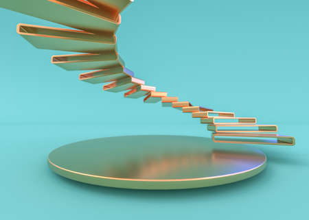 Glass spiral staircase, abstract architecture wallpaper. 3D illustrationの写真素材