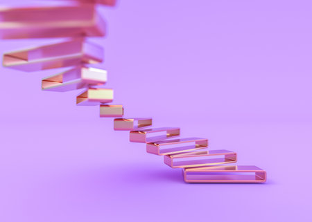 Glass spiral staircase, abstract architecture wallpaper. 3D illustrationの写真素材