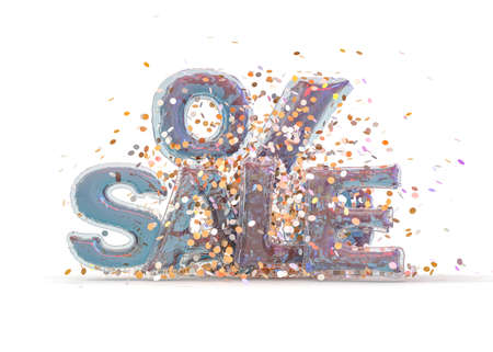 Words Sale made of inflatable balloons on white background. 3D illustrationの写真素材
