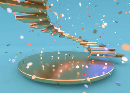 Glass spiral staircase, abstract architecture wallpaper. 3D illustration