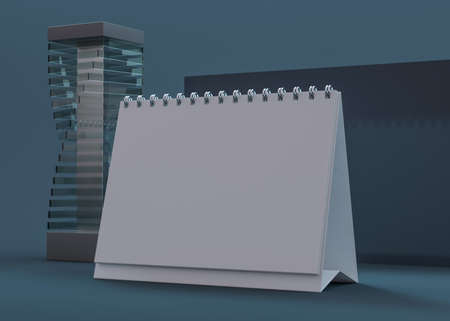 Empty horizontal desk calendar. Mockup design concept. 3D illustrationの写真素材