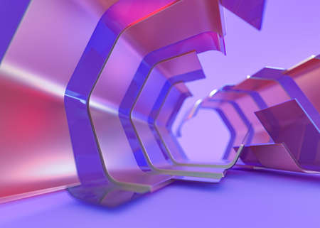 Abstract composition. Futuristic pink interior. 3D illustrationの写真素材