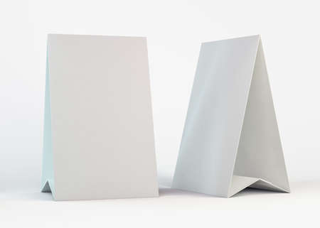 Blank paper Table Tent template for presentation. 3D illustrationの写真素材