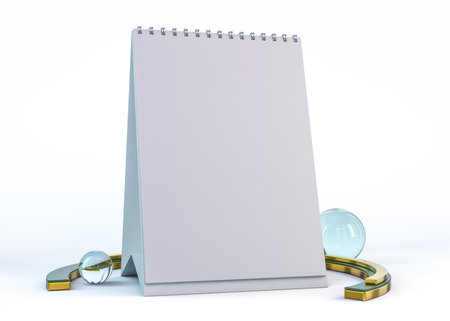 Desk vertical Calendar isolated on white. 3D illustrationの写真素材