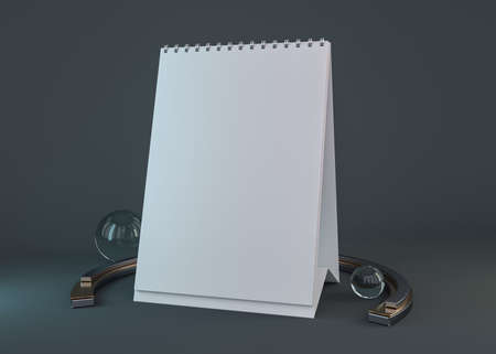 Desk vertical Calendar isolated on gray. 3D illustrationの写真素材