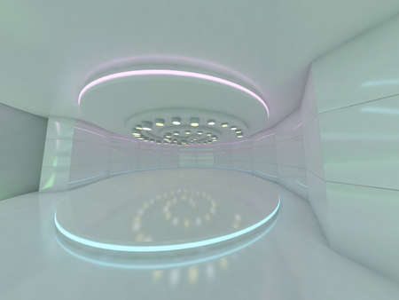 Simple empty room interior with lamps. 3Dの写真素材