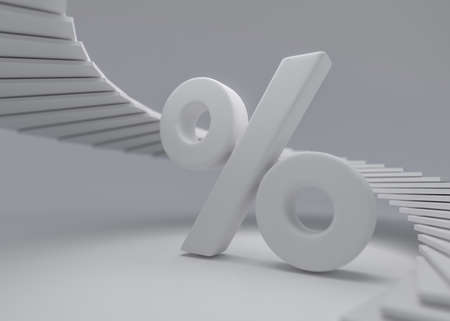 Seasonal sales background with percent discount. Business illustration. 3Dの写真素材