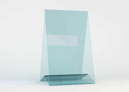 Display stand or acrylic table tent, card holder isolated. 3D illustrationの写真素材