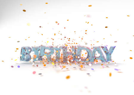 Word happy birthday in english alphabet from balloons. Holidays. 3D illustrationの写真素材