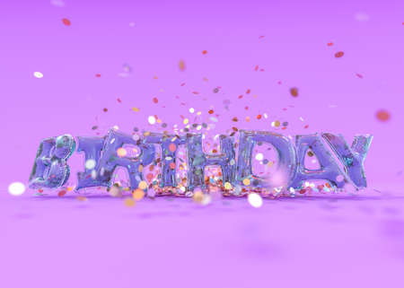 Word happy birthday in english alphabet from balloons. Holidays. 3D illustrationの写真素材