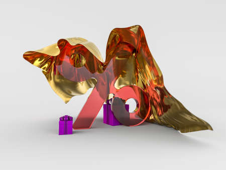 Seasonal sales with percentage covered with cloth. 3Dの写真素材