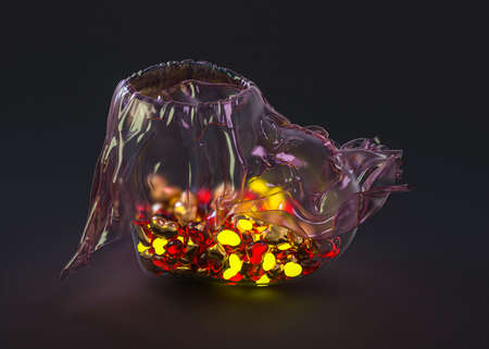 A vase in the shape of a heart under a cloth. 3Dの写真素材
