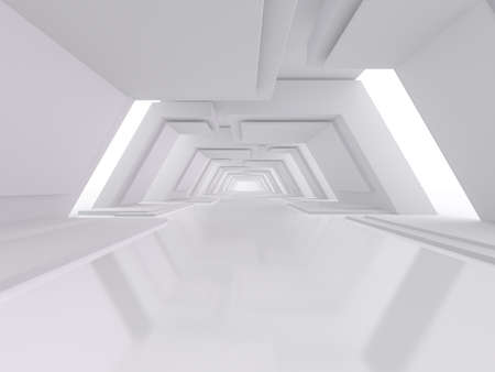 Abstract modern architecture background, empty open space interior. 3Dの写真素材