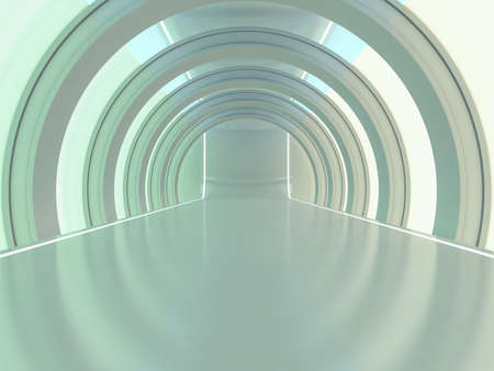 Abstract modern architecture background, empty open space interior. 3Dの写真素材