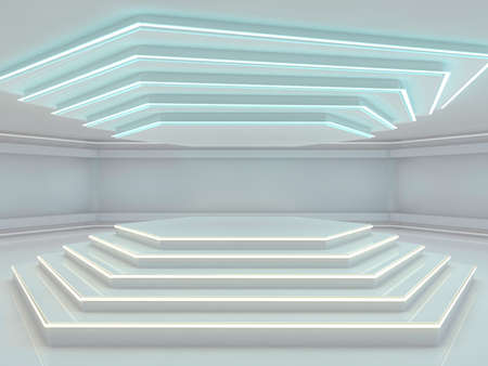 Abstract modern architecture background, empty open space interior. 3Dの写真素材