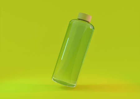 Colorful reusable, water bottles, isolated on background. 3D illustrationの写真素材