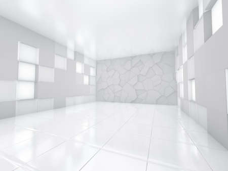 Abstract modern architecture background, empty open space. 3D illustrationの写真素材