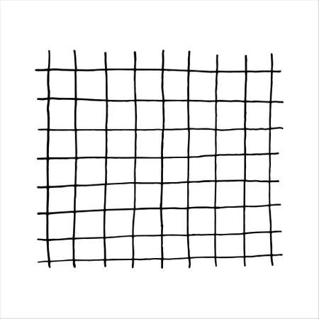 vector outline of notebook cells isolated on white background, drawn by hand with pen and ink, can be used in your projects in banners and postersのイラスト素材